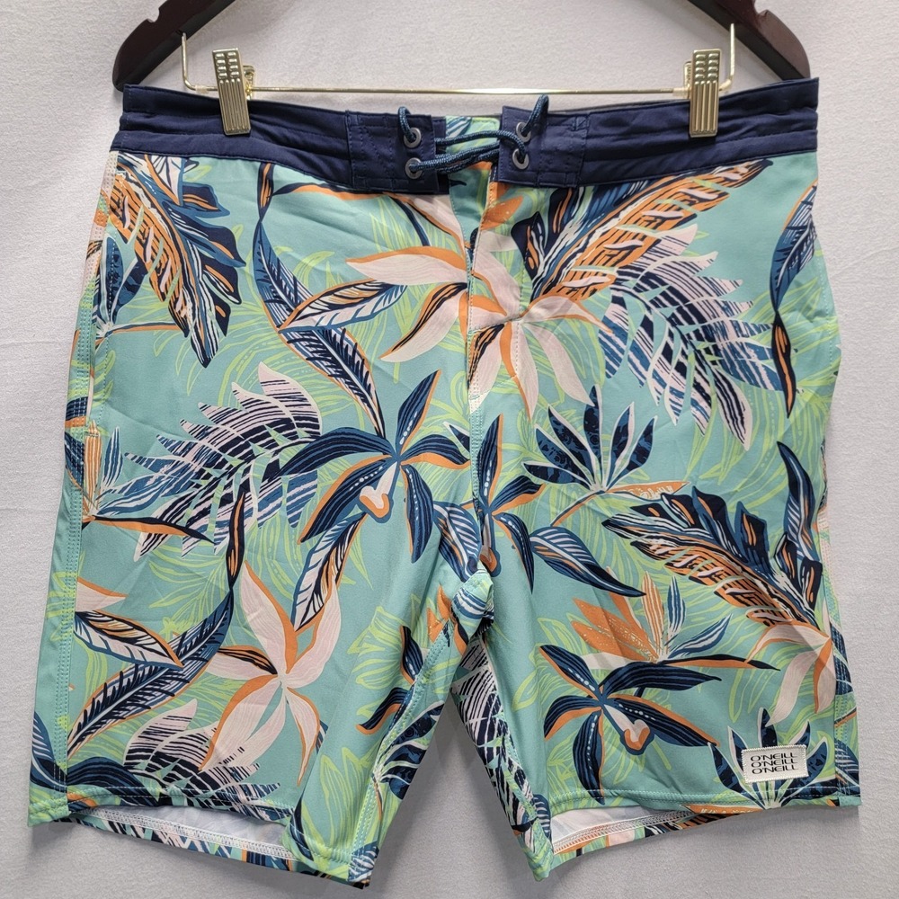 Oneill Board Shorts Mens 32 Blue Hawaiian Floral Tropical Cruzers Beach